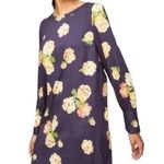 Loft Ann Taylor |  | Smokey Grey Blue Peony Fluid Shift Dress Size XS Photo 0