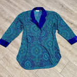 Victoria's Secret  Medium‎ Gold Label Vintage Pajama Top Paisley Green Purple Photo 0