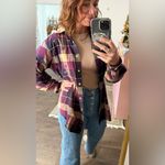 Vintage BOBBIE BROOKS plaid embroidered button down Women’s SIZE LARGE fall Purple Photo 1