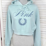 PINK - Victoria's Secret Pink‎ Victorias Secret Everyday Fleece Logo Cropped Hoodie Sweatshirt Blue Small Photo 0