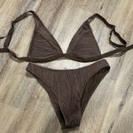 Zaful Chocolate Textured Bikini Set ribbed pattern Photo 0