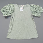 NWT BiBi Green Top Lace Puff Sleeve Casual Blouse Trendy Cute Top Size S Photo 0