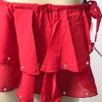 Zuliana Size Small Bedazzled Double Ruffle Sarong With Side Tie. New With Tags. Red Photo 2
