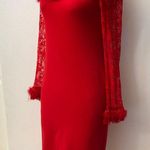 European very beautiful red dress, Material stretch, guipure sleeves, size M Size M Photo 5