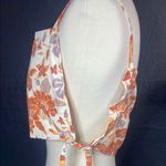 Floral Print Women's Top Orange Size M Photo 4