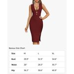 NEW Deep Plunge V Neck Bodycon Cut Out Midi Bandage Dress L Red Size L Photo 2