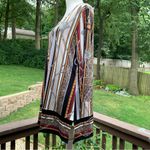 White House | Black Market WHBM Size M Liquid Knit Blouse Top Tassels Print Photo 3