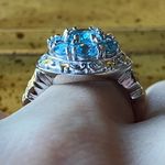 Genuine Blue Zircon Sterling Silver Cocktail Ring Size 7 Photo 1