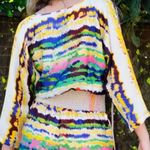 Halston Heritage NWT tie dye silk 3/4 sleeve tie front romper playsuit size 2 XS Photo 3