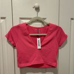 Garage NWT  Stacie Seamless V-Neck Crop Tee in Carmine Rose Photo 2