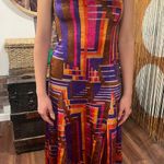Epic Vintage 1960s Psychedelic Pink, Orange and purple Geometric Print Maxi Dress with Flared skirt Size XS Multiple Photo 8