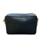 Michael Kors Women Jet Set Travel Bag Black Gold Hardware Long Strap Crossbody Photo 1