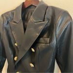 None Faux Leather double breasted fitted blazer jacket, size XS/S, NWOT Photo 3