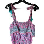 Bell by Alicia Bell Floral Mini Sundress Tassel Bead Cotton Silk Pink Teal S EUC Photo 3