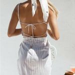 Sabo Skirt White & Black Striped Faux Wrap Backless Dress (XS) Photo 1