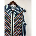 CAbi Women’s 2XL Zip-Up Blue & Black Striped Peplum Sleeveless Collard Blouse wi Photo 1