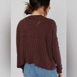 We The Free Free people  Henley ribbed long sleeve shirt burgundy size M Photo 2