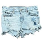 American Eagle High Rise Shortie Light Wash Patches Cut Off Beach Vacation 4 Photo 0