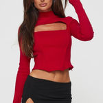 Princess Polly Cathey Long Sleeve Corset Top Red Womens Large Holiday Photo 0