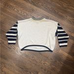Top shop oversized puff striped sleeve mock neck cable knit sweater medium Photo 2