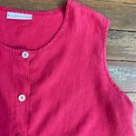 Bryn Walker 100% Linen Sleeveless Button Front Top Raspberry Pink Sz M 💚🎀 Photo 8