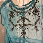 Free People  Aqua Blue Beaded Top Small Photo 1