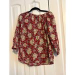CHAPS  Red Floral Print Peasant Blouse Top Women's Size Small Photo 2