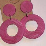Pink Retro Boho Clay Statement Earrings Photo 0