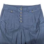 J.Crew Navy Wide Leg Pleated Button Front Cotton Pants Size 12 Photo 2
