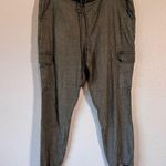 Anthropologie Level 99 Green Linen Cargo Jogger Pants Women’s M Casual Fall Photo 0