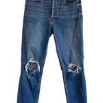 RE/DONE 90s High-Rise Ankle Crop Distressed Denim Jeans in Dusk Destroy 27 Photo 0