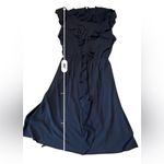 J.Crew Ruffle V-Neck Sleeveless Dress Women’s Size Large Navy Belted Casual Photo 5