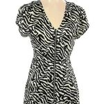 Walter Baker Walter by  Black Cream Zebra Print Silk Zip Front Blouse Size XS Photo 0