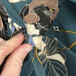 Anthropologie Anthro Everleigh Dark Green Blue Floral V Neck Ruffle Wrap Long Sleeve M Photo 4