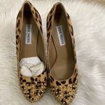 Steve Madden  Bolddd gold studded leopard fur platforms mob wife Photo 2