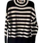 Philosophy  Striped Mock‎ Neck Knit Sweater Black White Oversized Medium M Photo 0
