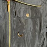 Michael Kors Trench Coat Navy Blue with Purple Lining & Gold Hardware Size Small Photo 3