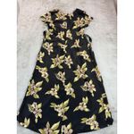Vtg MOA Collection USA Black Floral Dress Size XS/S Midi Belted Summer Casual Photo 2