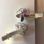 NEW SILVER PINK AND PURPLE BUTTERFLY JEWELED HAIR CLIPS Photo 3