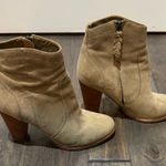 Joie  Suede Ankle Boots Tan Stacked Heel Size 38 (US 7.5-8) Photo 0