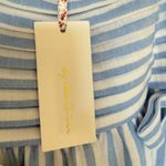 By The River Medium Blue White Strip Coastal Fairy Tiered Bow Accent Midi Dress Photo 8