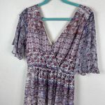 Lila Rose Lily Rose Women's Pink White Floral Boho V-neck Flutter Sleeve Maxi Dress Small Photo 1