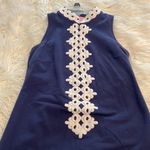 Lilly Pulitzer  Dress size XS length 32” bust 30” color navy blue / white embroid Photo 11