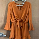 She & Sky Orange Long Sleeve Romper Photo 0