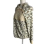 Leopard Print Fleece Pullover Sweater S White Snaps Long Sleeve High Neck Photo 2