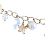 Vintage Sealife Toggle Charm Bracelet Starfish Beach Fish Coral Chain Link Gold Photo 12