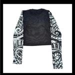 rock'n roll Poison Band Sheer Mesh Long Sleeve Top Skull Roses Tattoo Graphic NWT Women Med Photo 2