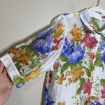 Sheer Floral Shirt Preppy Button Up Puff Sleeve Coquette M Feminine Classic Tea White Size M Photo 1