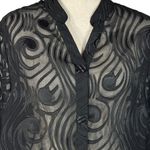 Maggie Barnes 0X-Large (16W) Top Button-Up Semi-Sheer Geometric 3/4 Sleeve Black Photo 1