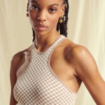 Abercrombie & Fitch Checkered Knit
Scuba Tank Size Medium Tan and White Photo 0